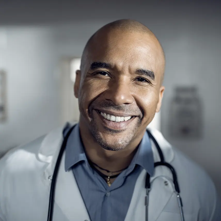 Headshot of doctor with stethoscope around neck